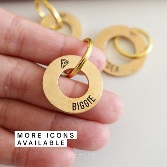 Icon Ring | Deep Engraved Brass Pet Tag