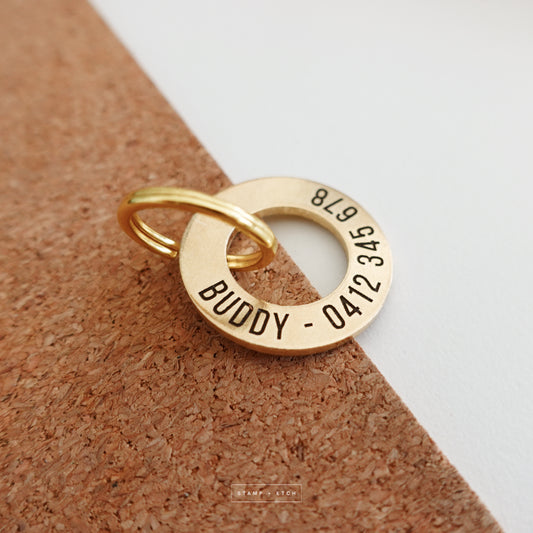 Simple Ring | Deep Engraved Brass Pet Tag